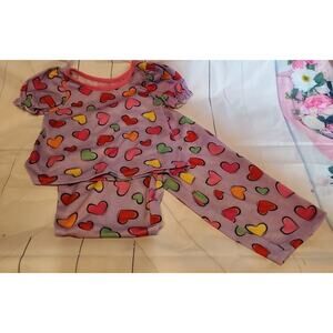Cute Purple Multicolored Hearts 2pc girls pajama set 2T